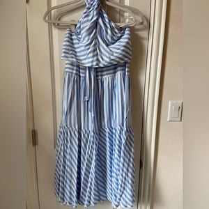 Petal & Pup Blue and White Striped Halter Skirt Set